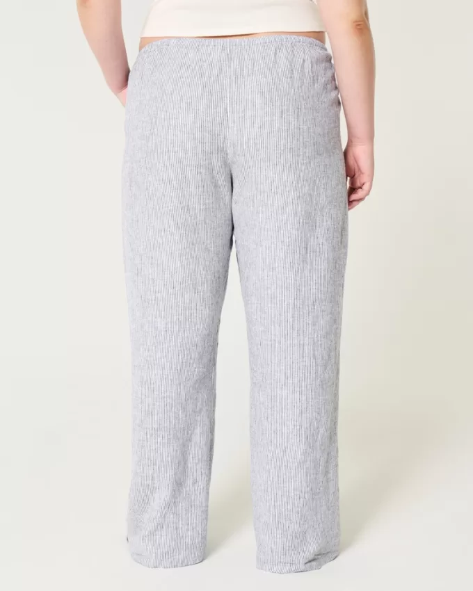 Linen-Blend Pull-On Baggy Pants,Linen-Blend Pull-On Baggy Pants