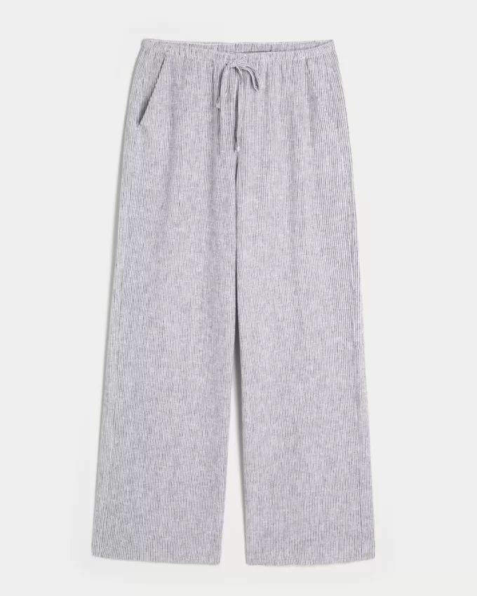 Linen-Blend Pull-On Baggy Pants,Linen-Blend Pull-On Baggy Pants