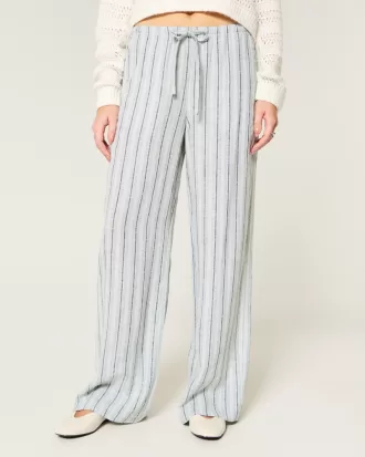 Linen-Blend Pull-On Baggy Pants,Linen-Blend Pull-On Baggy Pants
