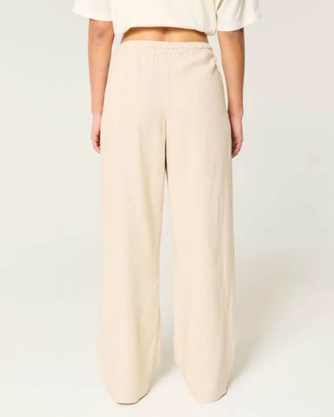 Linen-Blend Pull-On Baggy Pants,Linen-Blend Pull-On Baggy Pants