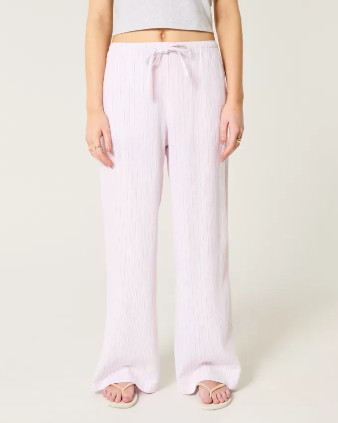 Linen-Blend Pull-On Baggy Pants,Linen-Blend Pull-On Baggy Pants