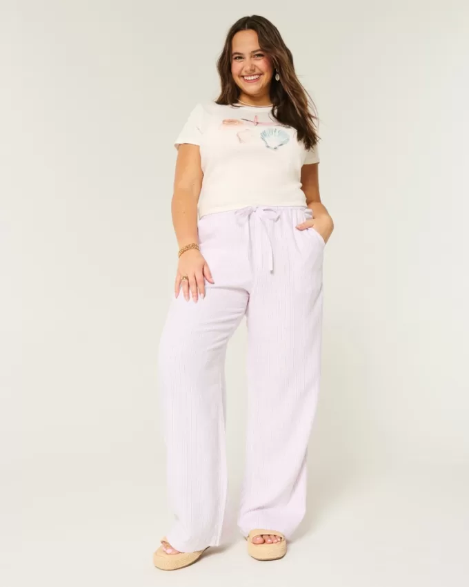 Linen-Blend Pull-On Baggy Pants,Linen-Blend Pull-On Baggy Pants