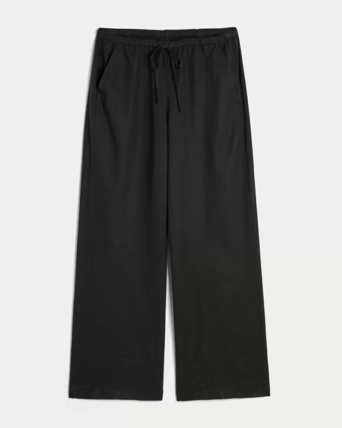 Linen-Blend Pull-On Baggy Pants,Linen-Blend Pull-On Baggy Pants