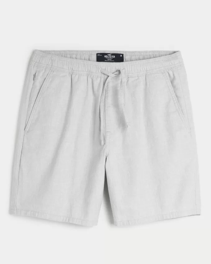 Linen-Blend Pull-On Shorts 7″,Linen-Blend Pull-On Shorts 7″