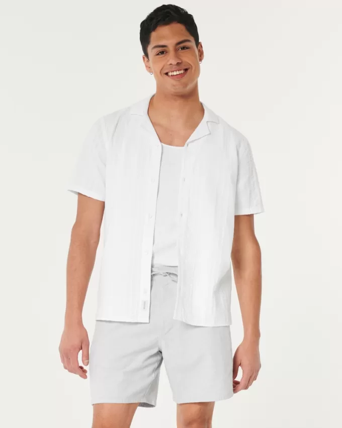 Linen-Blend Pull-On Shorts 7″,Linen-Blend Pull-On Shorts 7″