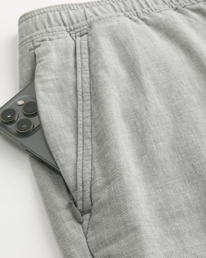 Linen-Blend Pull-On Shorts 7″,Linen-Blend Pull-On Shorts 7″