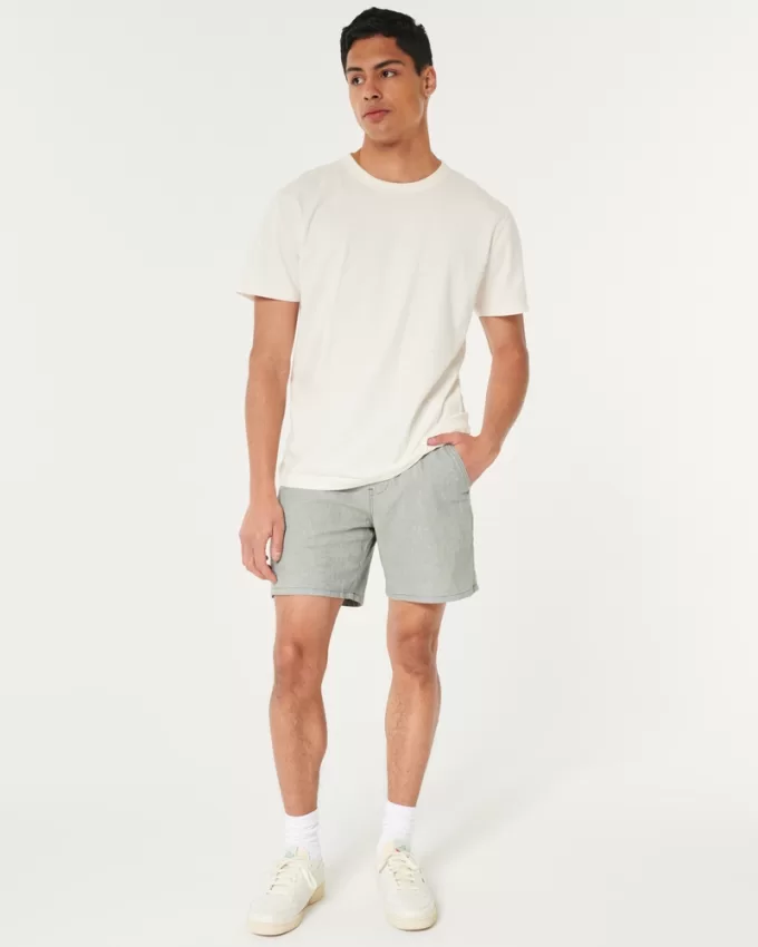 Linen-Blend Pull-On Shorts 7″,Linen-Blend Pull-On Shorts 7″