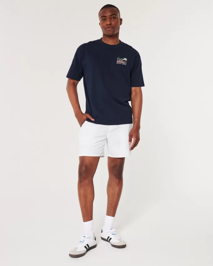 Linen-Blend Pull-On Shorts 7″,Linen-Blend Pull-On Shorts 7″