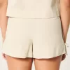 Linen-Blend Side Bow Soft Shorts,Linen-Blend Side Bow Soft Shorts
