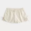 Linen-Blend Side Bow Soft Shorts,Linen-Blend Side Bow Soft Shorts