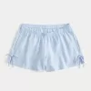 Linen-Blend Side Bow Soft Shorts,Linen-Blend Side Bow Soft Shorts