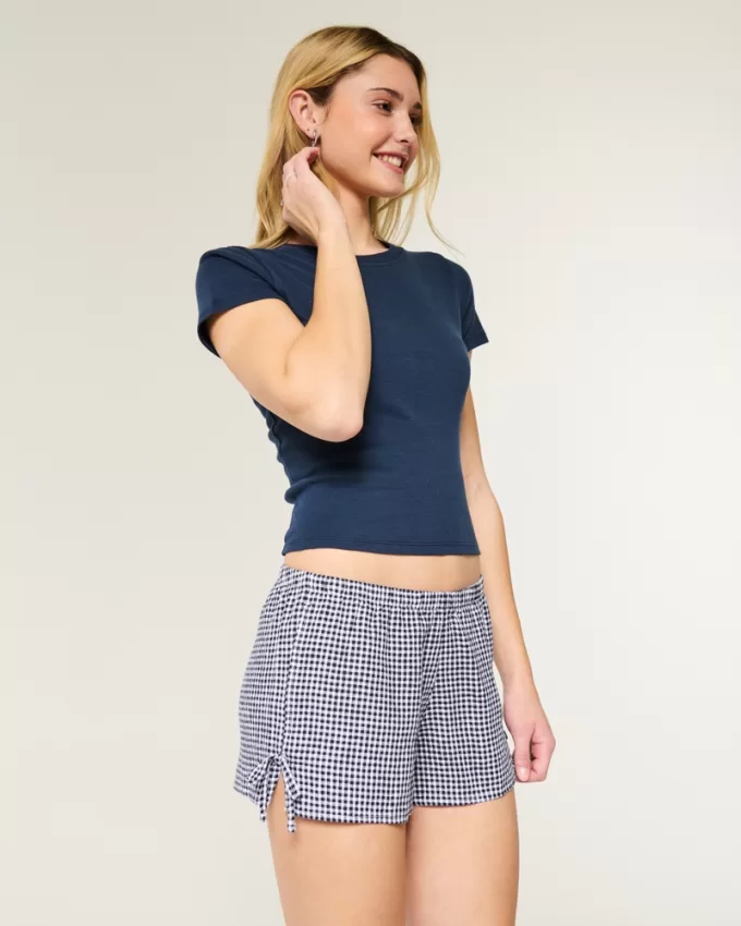 Linen-Blend Side Bow Soft Shorts,Linen-Blend Side Bow Soft Shorts