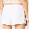 Linen-Blend Side Bow Soft Shorts,Linen-Blend Side Bow Soft Shorts