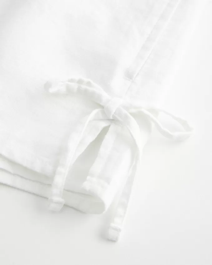 Linen-Blend Side Bow Soft Shorts,Linen-Blend Side Bow Soft Shorts