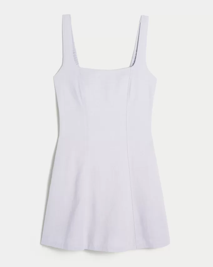 Linen-Blend Structured Mini Dress,Linen-Blend Structured Mini Dress