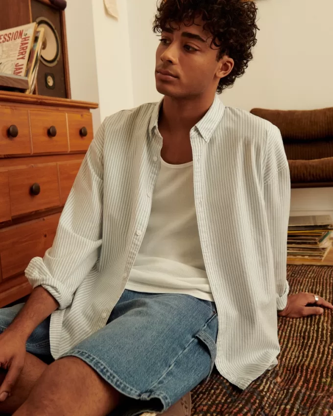 Long-Sleeve Baggy Oxford Shirt,Long-Sleeve Baggy Oxford Shirt