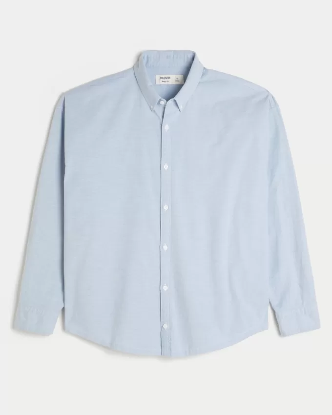 Long-Sleeve Baggy Oxford Shirt,Long-Sleeve Baggy Oxford Shirt