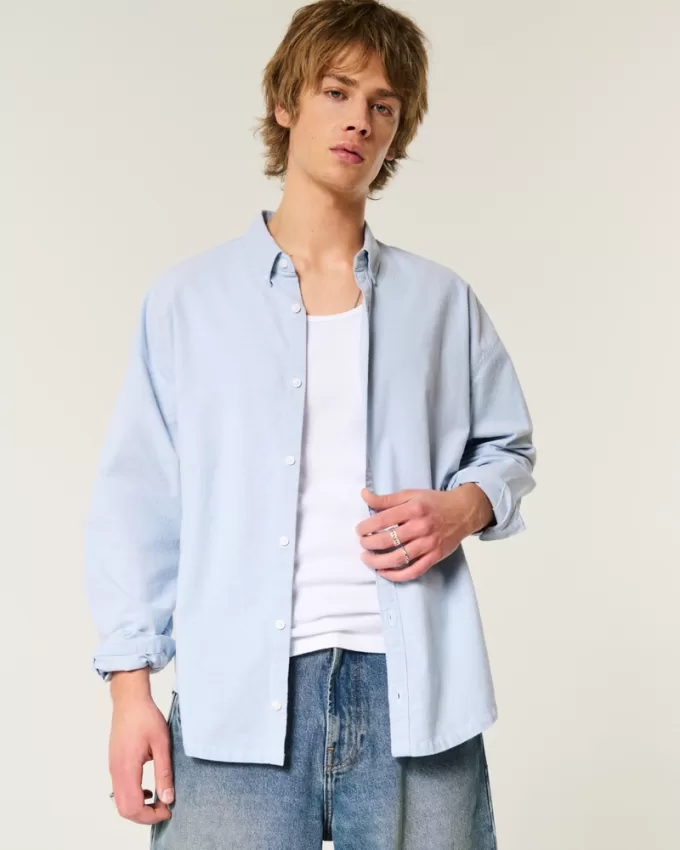 Long-Sleeve Baggy Oxford Shirt,Long-Sleeve Baggy Oxford Shirt