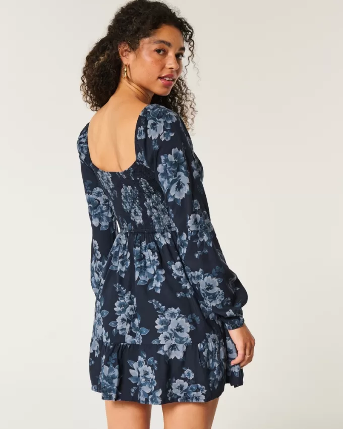 Long-Sleeve Cinch Bust Mini Dress,Long-Sleeve Cinch Bust Mini Dress Long-Sleeve Cinch Bust Mini Dress,Long-Sleeve Cinch Bust Mini Dress