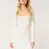 Long-Sleeve Cinch Bust Open-Back Sweater Dress,Long-Sleeve Cinch Bust Open-Back Sweater Dress