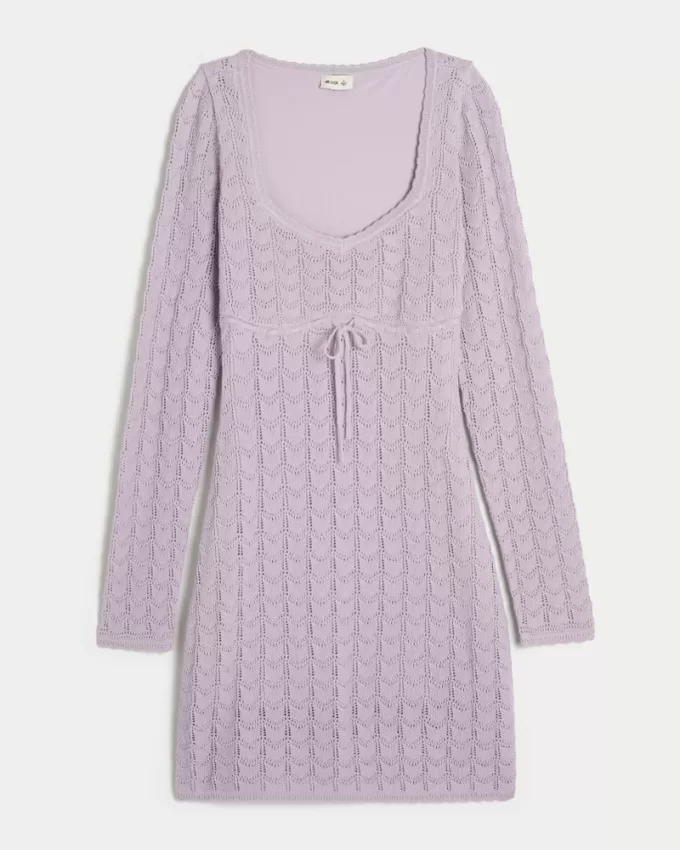 Long-Sleeve Crochet-Style Mini Dress,Long-Sleeve Crochet-Style Mini Dress Long-Sleeve Crochet-Style Mini Dress,Long-Sleeve Crochet-Style Mini Dress