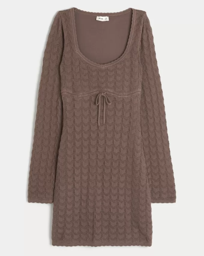 Long-Sleeve Crochet-Style Mini Dress,Long-Sleeve Crochet-Style Mini Dress Long-Sleeve Crochet-Style Mini Dress,Long-Sleeve Crochet-Style Mini Dress