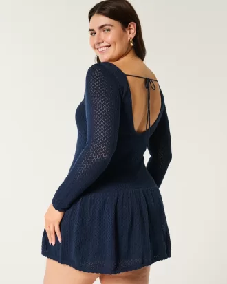 Long-Sleeve Drop-Waist Crochet-Style Mini Skater Dress,Long-Sleeve Drop-Waist Crochet-Style Mini Skater Dress Long-Sleeve Drop-Waist Crochet-Style Mini Skater Dress,Long-Sleeve Drop-Waist Crochet-Style Mini Skater Dress