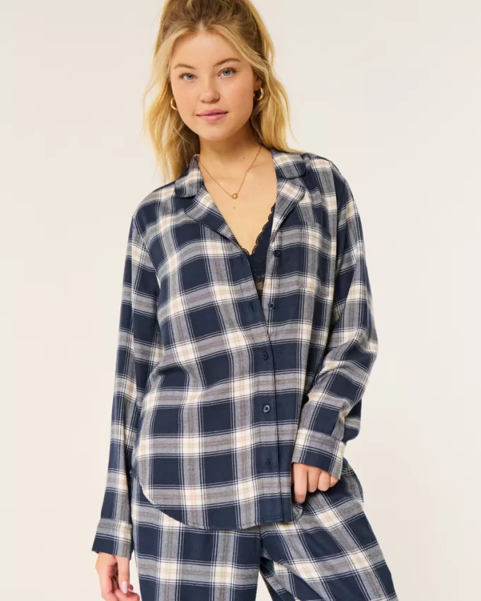 Long-Sleeve Flannel Pajama Top,Long-Sleeve Flannel Pajama Top