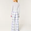 Long-Sleeve Graphic Tee & Flannel Pajama Pants Set,Long-Sleeve Graphic Tee & Flannel Pajama Pants Set