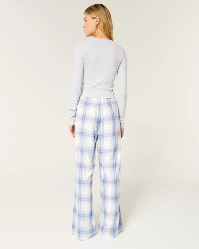 Long-Sleeve Graphic Tee & Flannel Pajama Pants Set,Long-Sleeve Graphic Tee & Flannel Pajama Pants Set