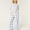Long-Sleeve Graphic Tee & Flannel Pajama Pants Set,Long-Sleeve Graphic Tee & Flannel Pajama Pants Set