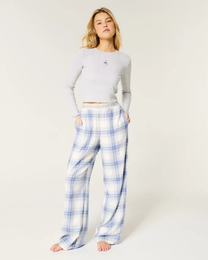 Long-Sleeve Graphic Tee & Flannel Pajama Pants Set,Long-Sleeve Graphic Tee & Flannel Pajama Pants Set