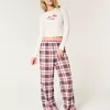 Long-Sleeve Graphic Tee & Flannel Pajama Pants Set,Long-Sleeve Graphic Tee & Flannel Pajama Pants Set