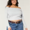 Long-Sleeve Off-the-Shoulder Top,Long-Sleeve Off-the-Shoulder Top