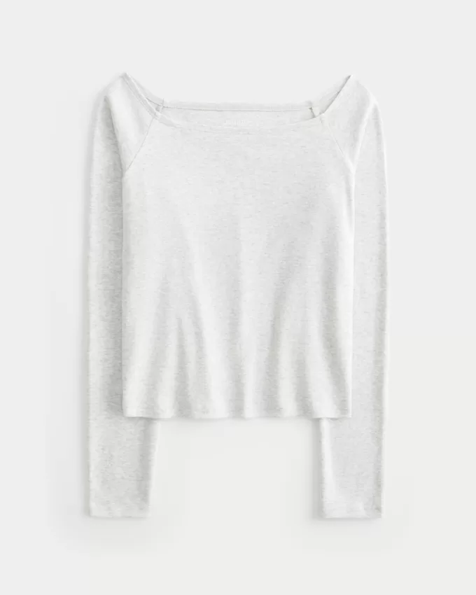 Long-Sleeve Off-the-Shoulder Top,Long-Sleeve Off-the-Shoulder Top