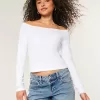 Long-Sleeve Off-the-Shoulder Top,Long-Sleeve Off-the-Shoulder Top