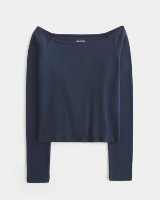 Long-Sleeve Off-the-Shoulder Top,Long-Sleeve Off-the-Shoulder Top