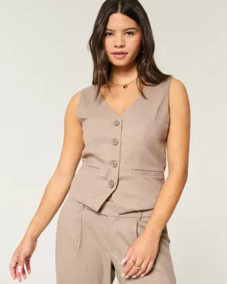 Longer-Length Button-Through Vest,Longer-Length Button-Through Vest