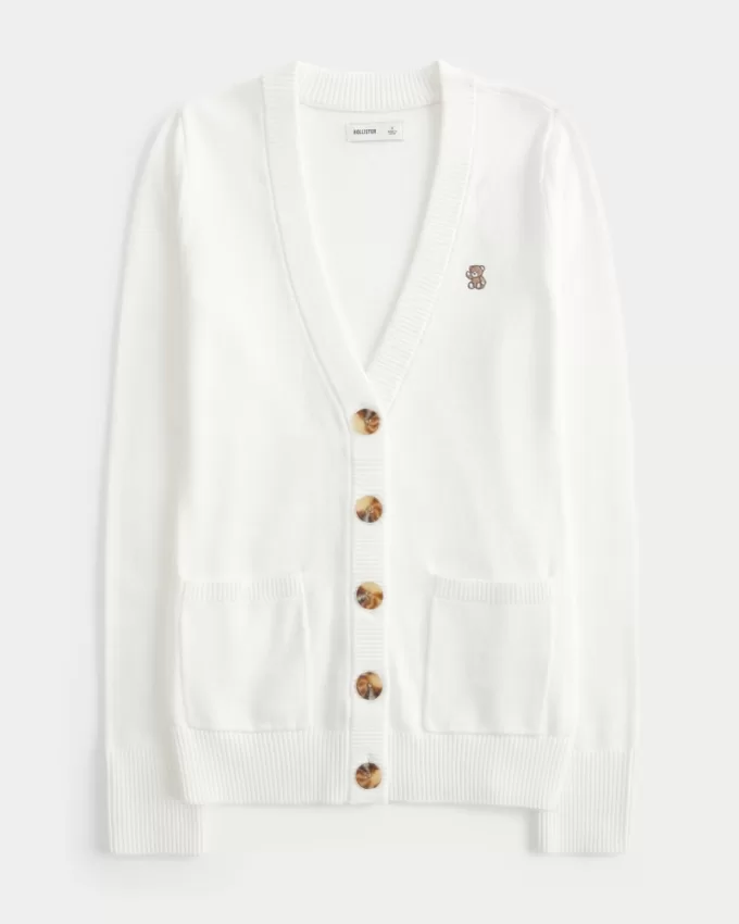 Longline Bear Graphic Cardigan,Longline Bear Graphic Cardigan