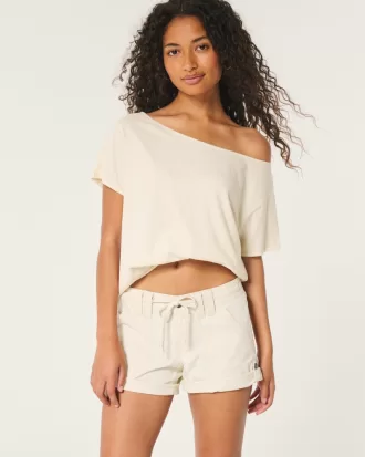 Low-Rise Adjustable Hem Shorts,Low-Rise Adjustable Hem Shorts