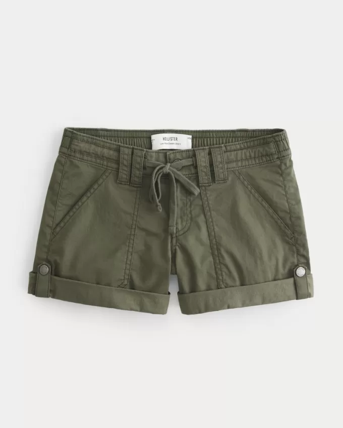 Low-Rise Adjustable Hem Shorts,Low-Rise Adjustable Hem Shorts