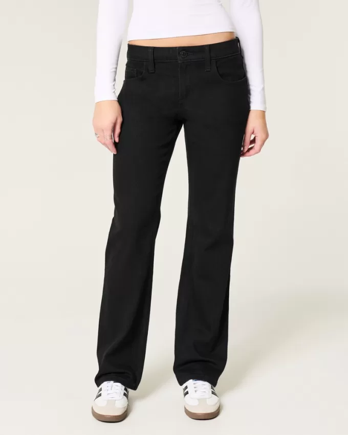 Low-Rise Black Relaxed Straight Jeans,Low-Rise Black Relaxed Straight Jeans