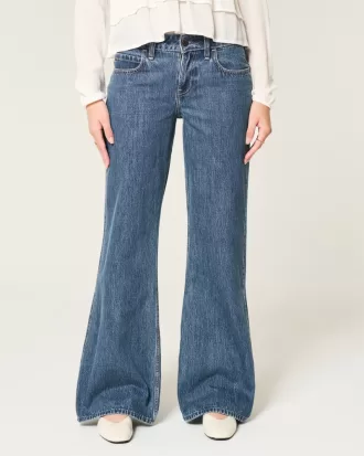 Low-Rise Dark Wash Baggy Flare Jean,Low-Rise Dark Wash Baggy Flare Jean