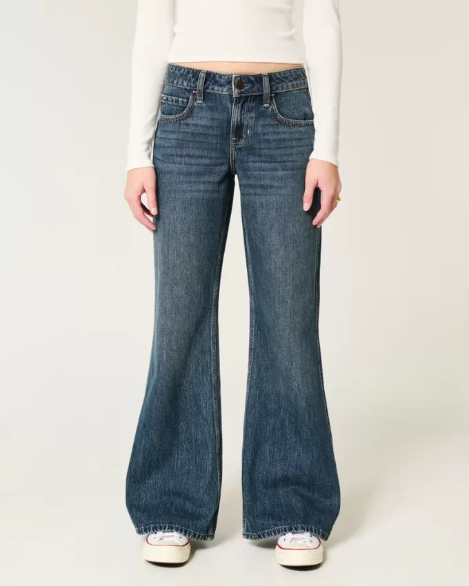 Low-Rise Dark Wash Baggy Flare Jeans,Low-Rise Dark Wash Baggy Flare Jeans Low-Rise Dark Wash Baggy Flare Jeans,Low-Rise Dark Wash Baggy Flare Jeans