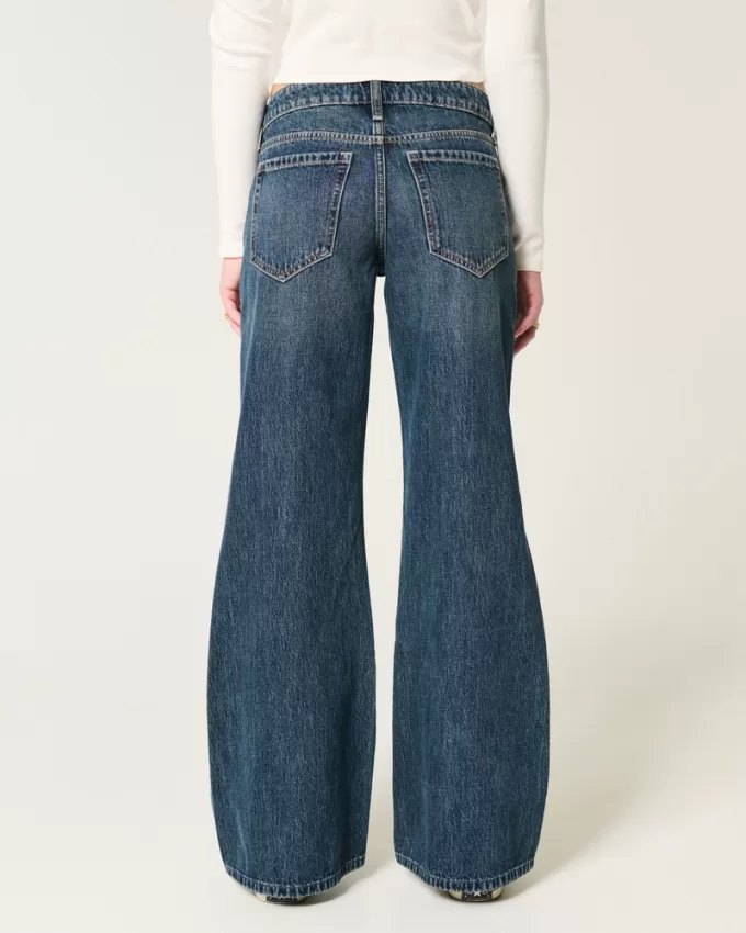 Low-Rise Dark Wash Baggy Flare Jeans,Low-Rise Dark Wash Baggy Flare Jeans Low-Rise Dark Wash Baggy Flare Jeans,Low-Rise Dark Wash Baggy Flare Jeans