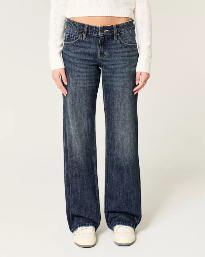 Low-Rise Dark Wash Baggy Jeans,Low-Rise Dark Wash Baggy Jeans