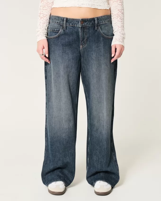 Low-Rise Dark Wash Baggy Jeans,Low-Rise Dark Wash Baggy Jeans