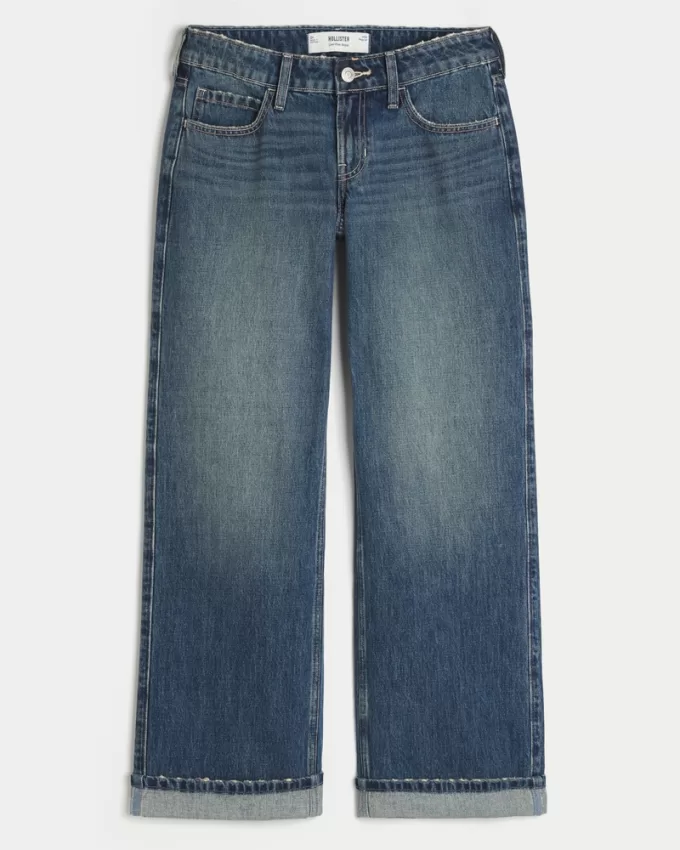 Low-Rise Dark Wash Baggy Jeans,Low-Rise Dark Wash Baggy Jeans