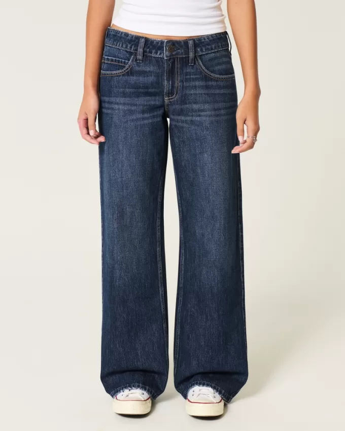 Low-Rise Dark Wash Baggy Jeans,Low-Rise Dark Wash Baggy Jeans