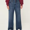 Low-Rise Dark Wash Comfort Waistband Baggy Jeans,Low-Rise Dark Wash Comfort Waistband Baggy Jeans